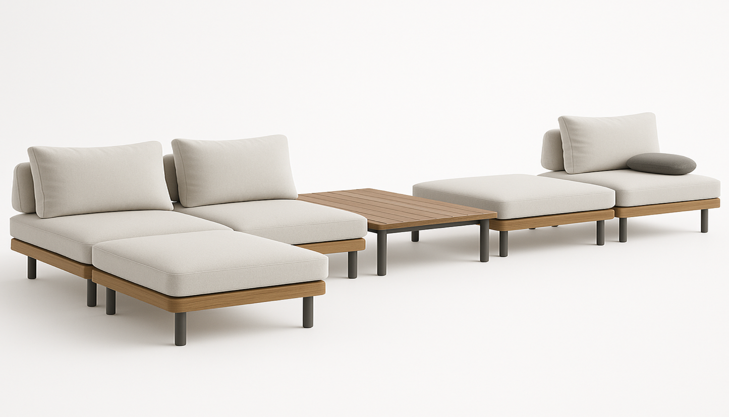 Sillón modular exterior tapizada en gris