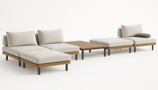 Sillón modular exterior tapizada en gris 